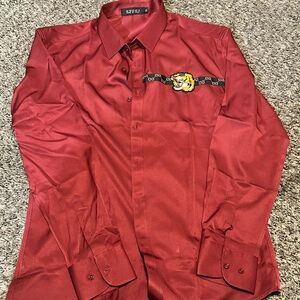 Gucci Rich Red Dress Shirt with Tiger Detail